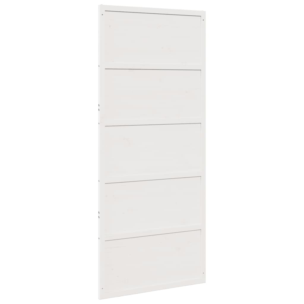 vidaXL Puerta de granero madera maciza pino blanca 90x208 cm