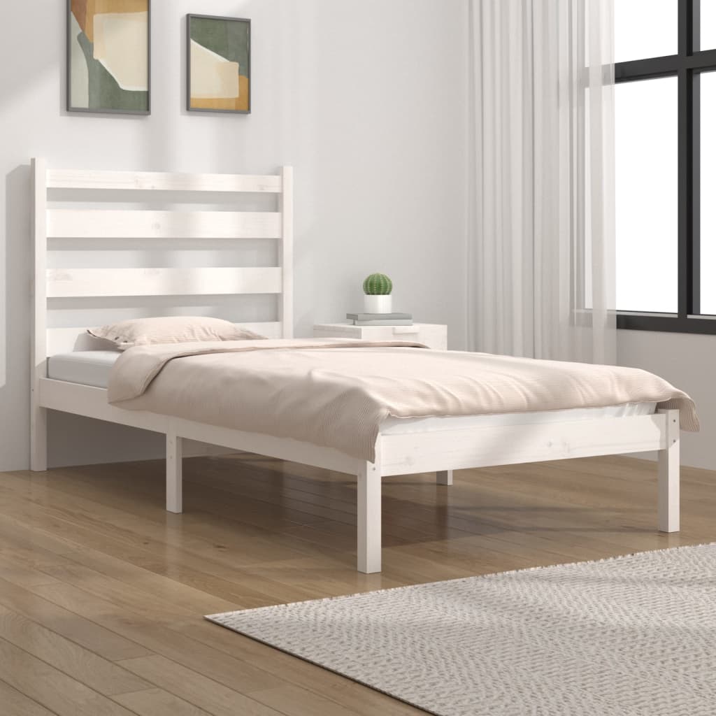 vidaXL Estructura de cama madera maciza de pino blanco 100x200 cm