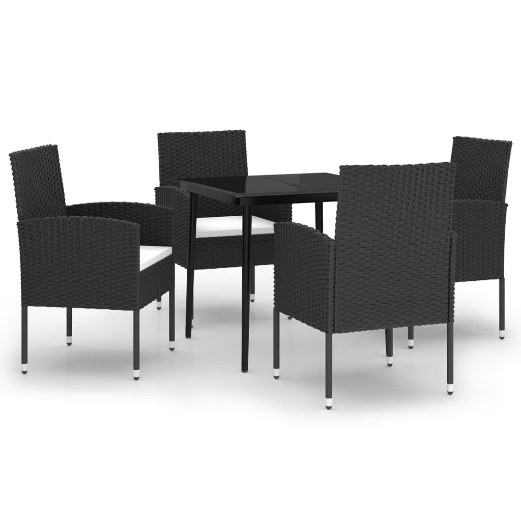 vidaXL Juego de comedor para jardín 5 piezas negro