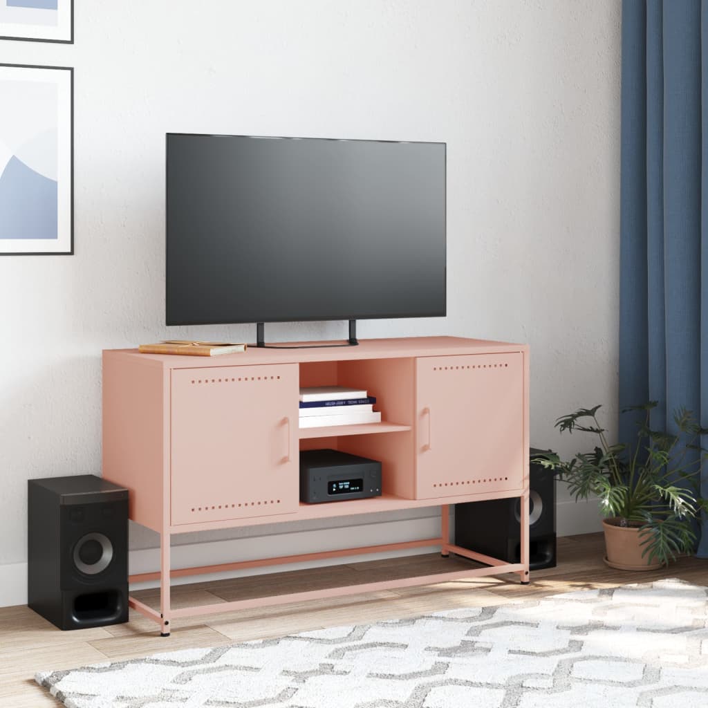 vidaXL Mueble para TV de acero rosa 100,5x39x60,5 cm