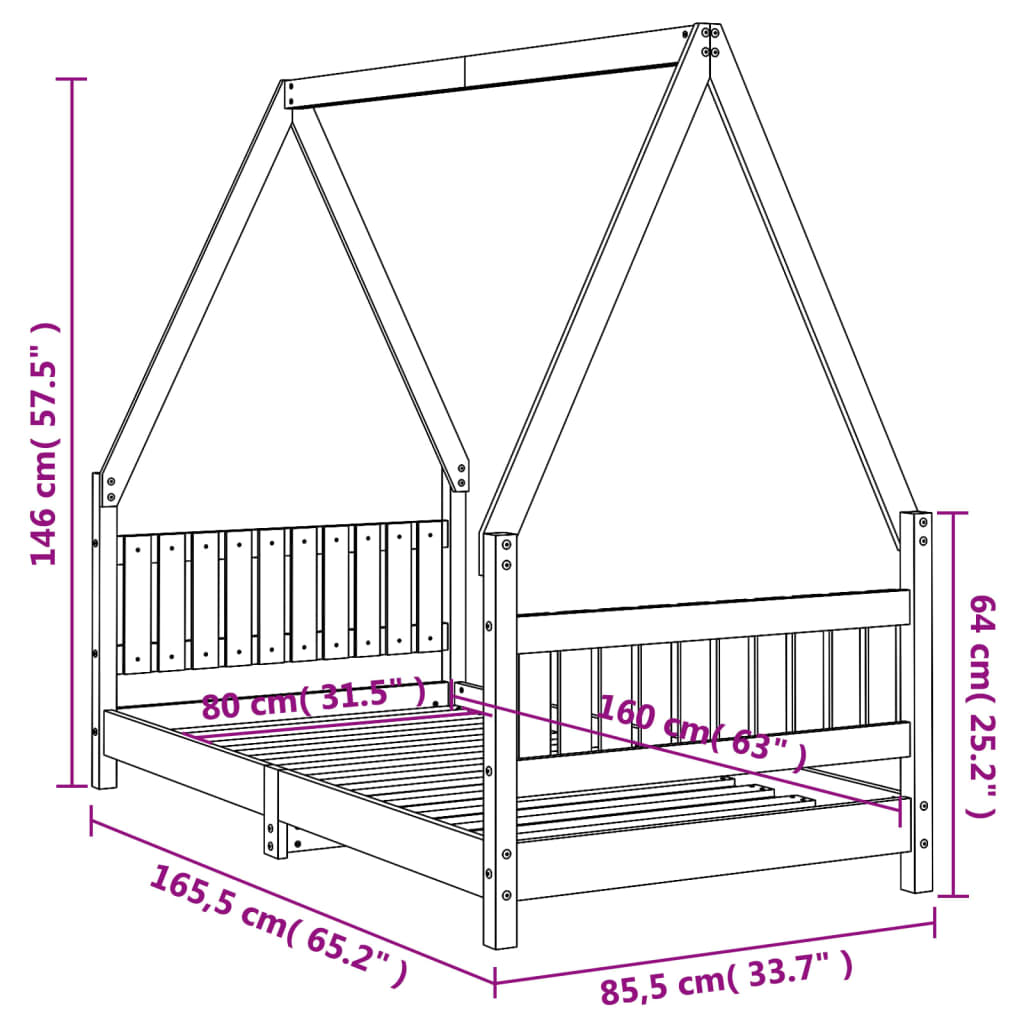 vidaXL Estructura de cama para niños madera de pino blanco 80x160 cm