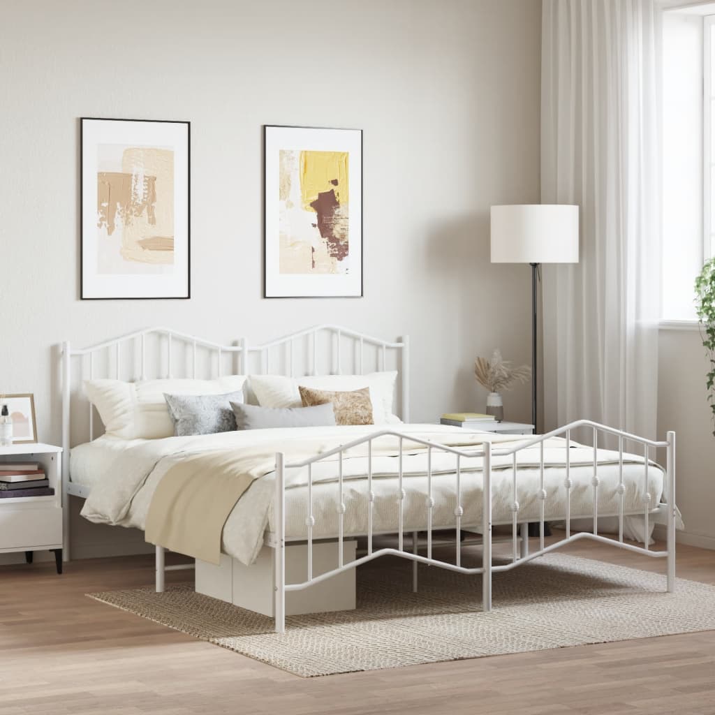 vidaXL Estructura cama sin colchón con estribo metal blanco 183x213 cm