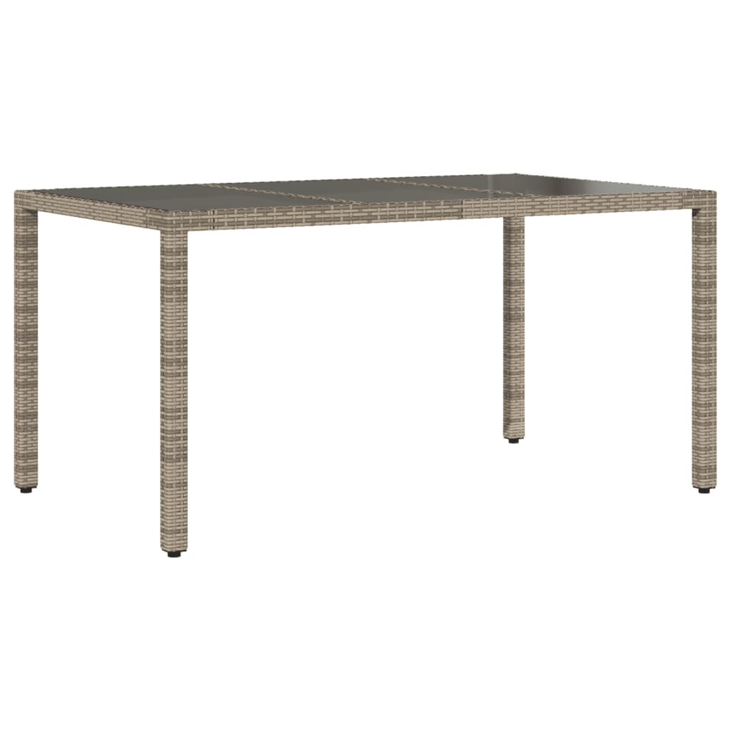 vidaXL Mesa de jardín superficie de vidrio ratán PE gris 150x90x75 cm