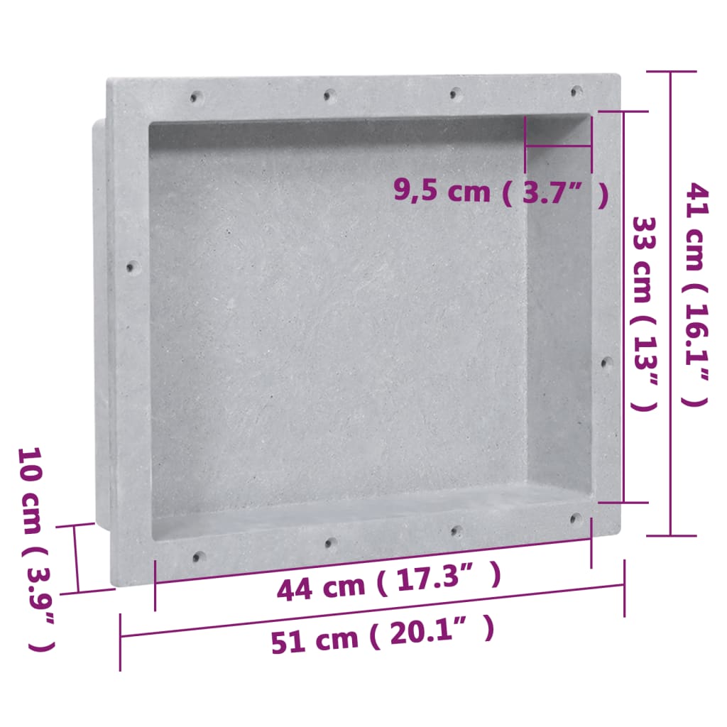 vidaXL Hornacina de ducha gris mate 41x51x10 cm