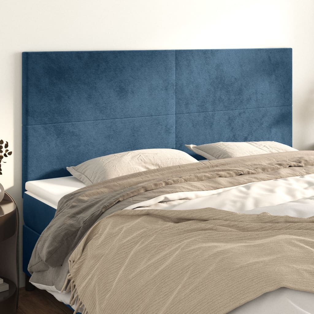 vidaXL Cabeceros 4 unidades de terciopelo azul oscuro 100x5x78/88 cm