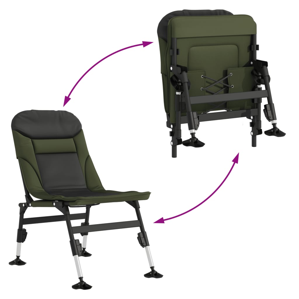 vidaXL Silla de pesca con patas para barro ajustables plegable verde