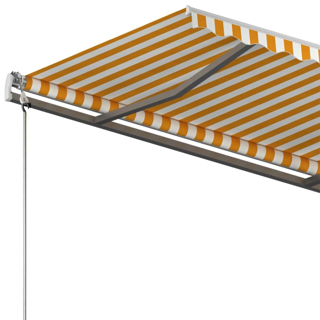 vidaXL Toldo de pie retráctil manual amarillo y blanco 400x300 cm