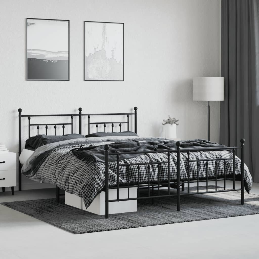 vidaXL Estructura cama sin colchón con estribo metal negro 183x213 cm