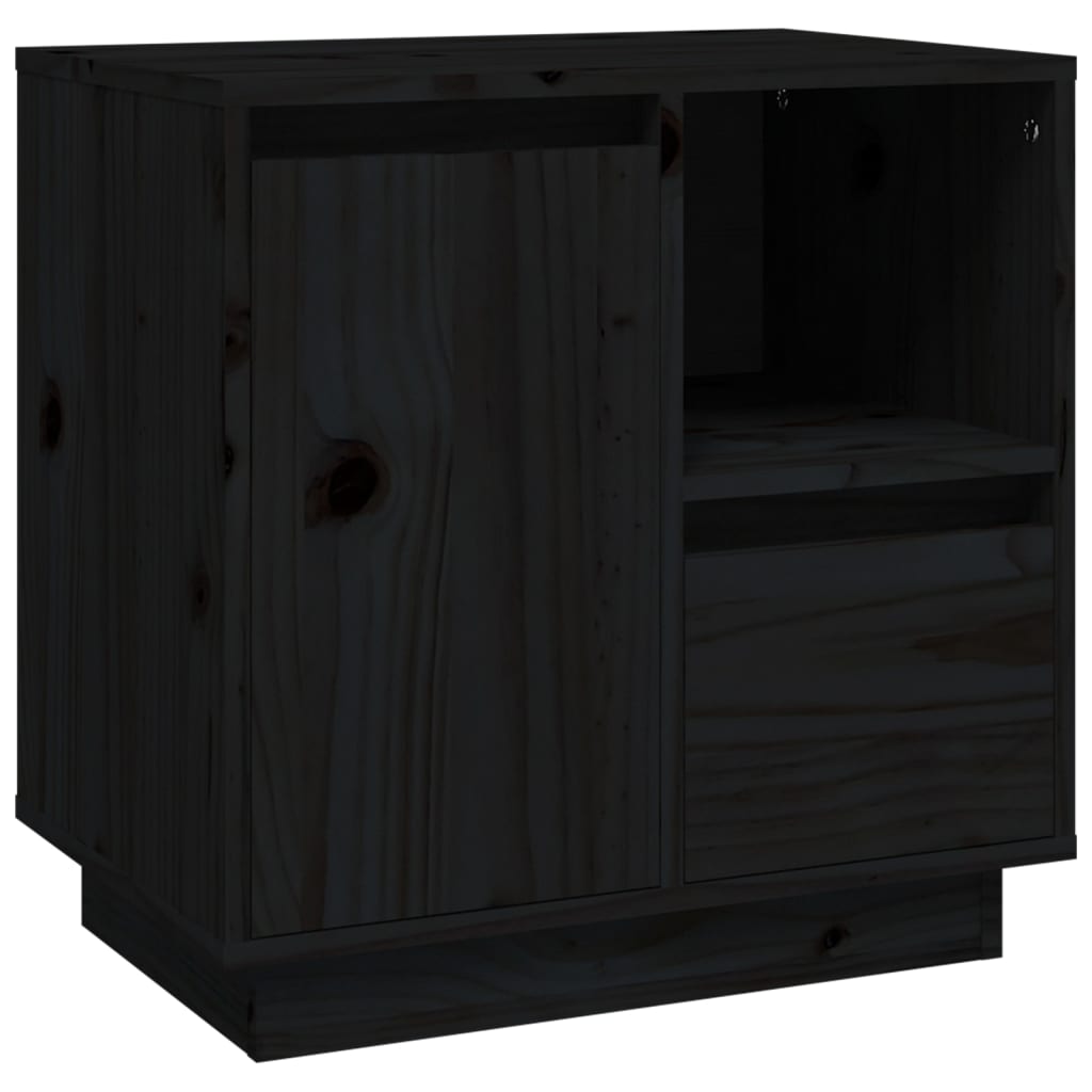 vidaXL Mesita de noche madera maciza de pino negro 50x34x50 cm