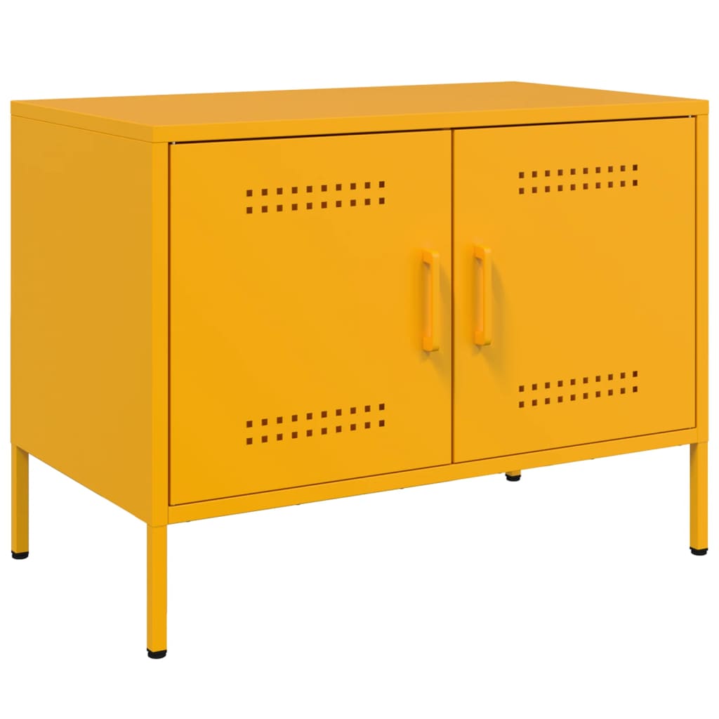 vidaXL Mueble de TV de acero amarillo mostaza 68x39x50,5 cm