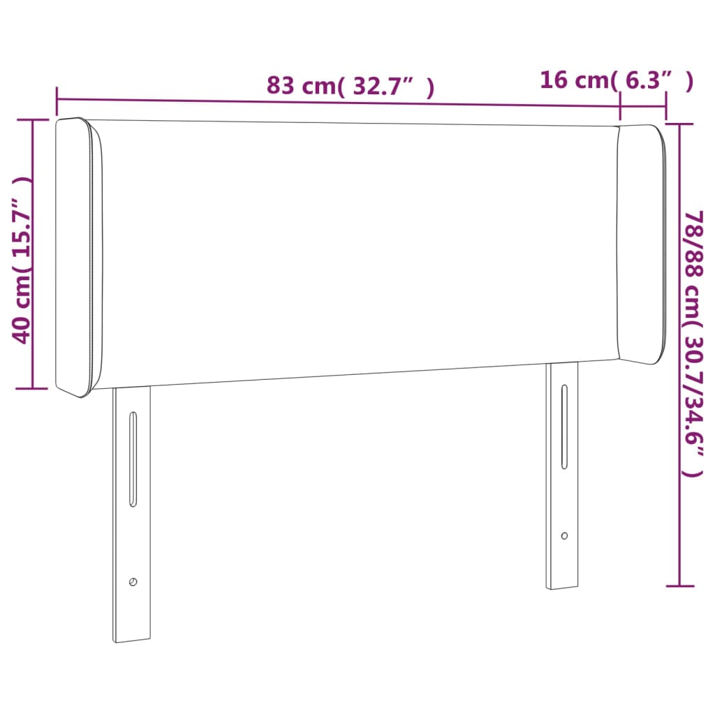 vidaXL Cabecero con LED de terciopelo gris claro 83x16x78/88 cm