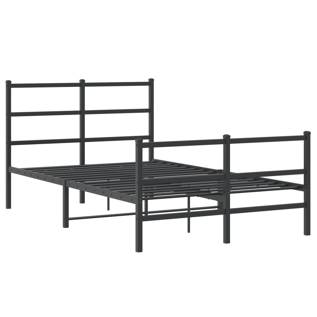 vidaXL Estructura de cama con cabecero y estribo metal negro 120x190cm