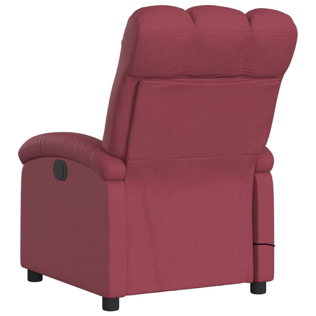 vidaXL Sillón de masaje reclinable de tela color vino tinto