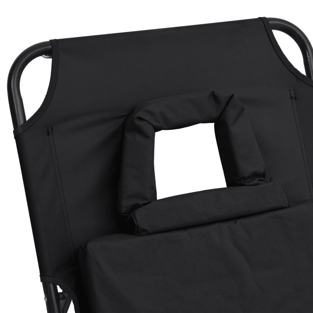 vidaXL Tumbona plegable acero recubrimiento en polvo tela Oxford negro