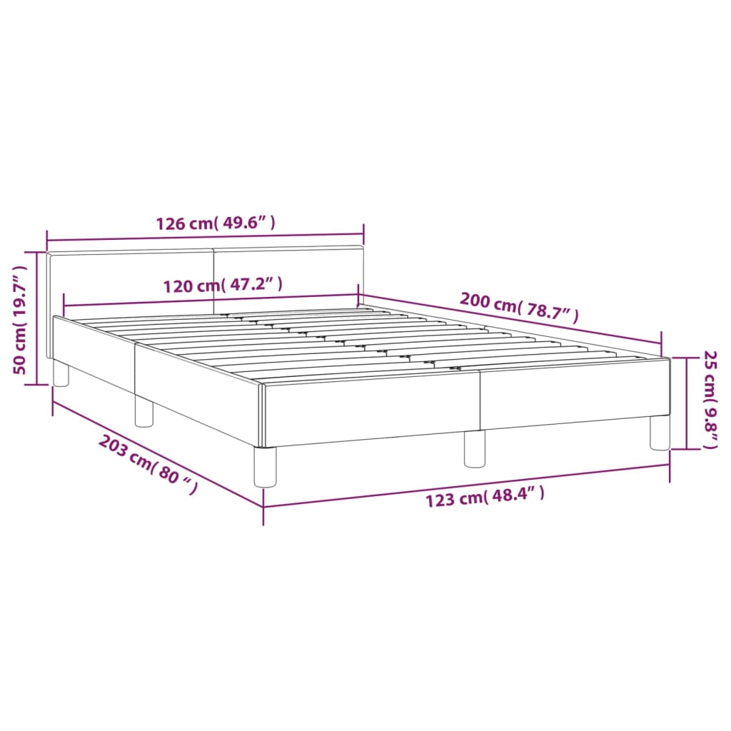 vidaXL Estructura de cama con cabecero cuero sintético crema 120x200cm