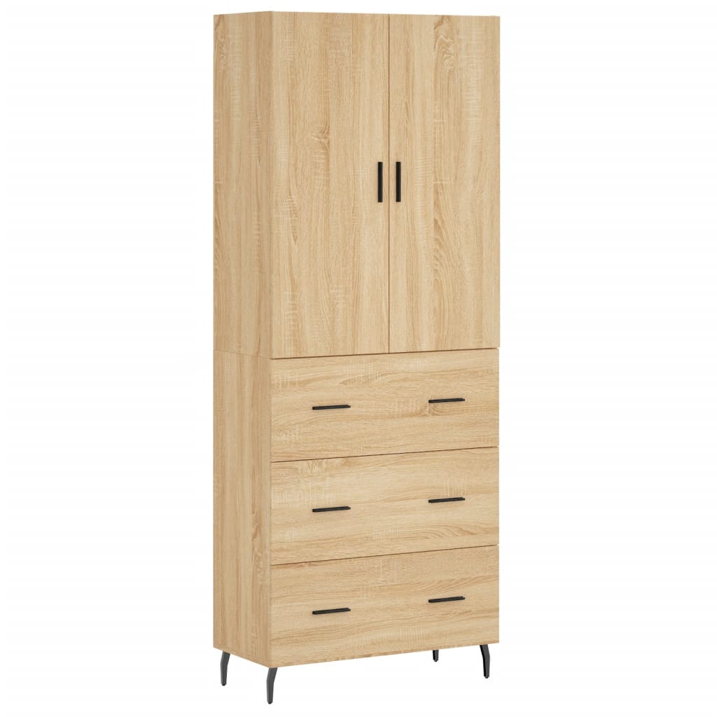 vidaXL Aparador alto madera contrachapada color roble 69,5x34x180 cm