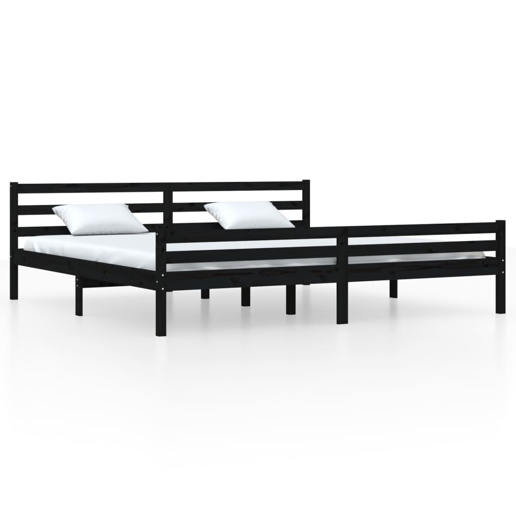 vidaXL Estructura de cama de madera maciza negro 200x200 cm