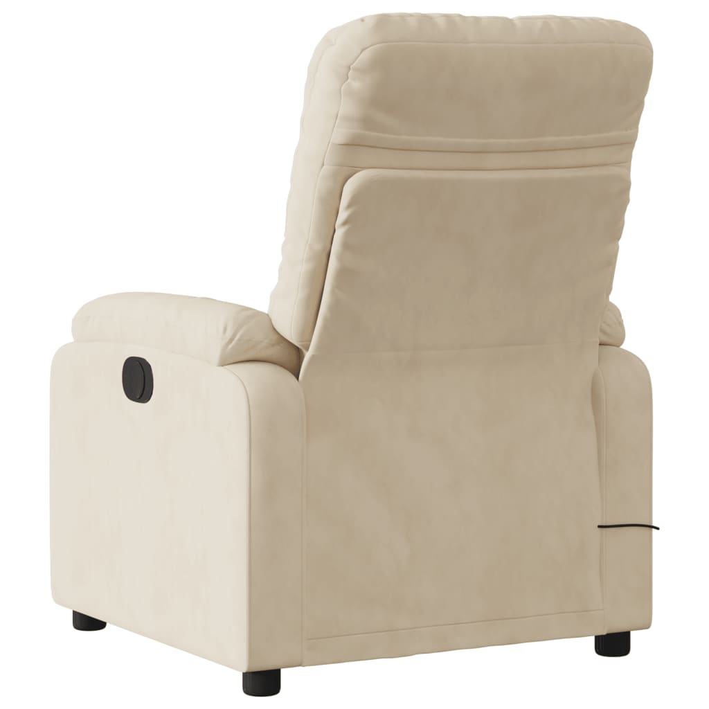 vidaXL Sillón reclinable de masaje tela de microfibra color crema