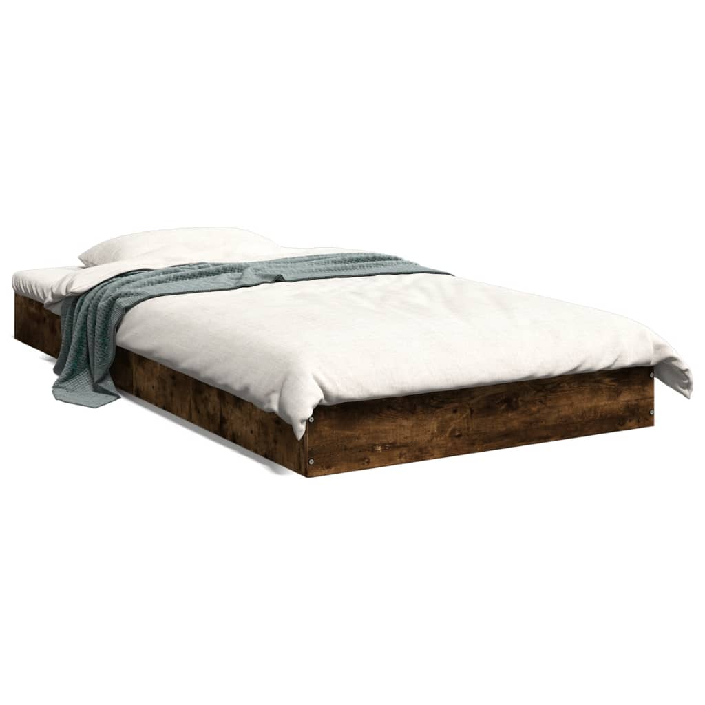 vidaXL Estructura de cama sin colchón madera roble ahumado 90x190 cm