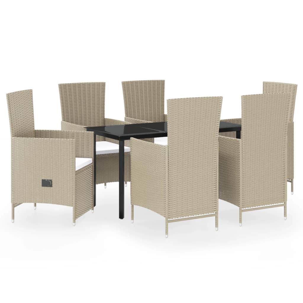 vidaXL Juego de comedor de jardín 7 piezas con cojines beige