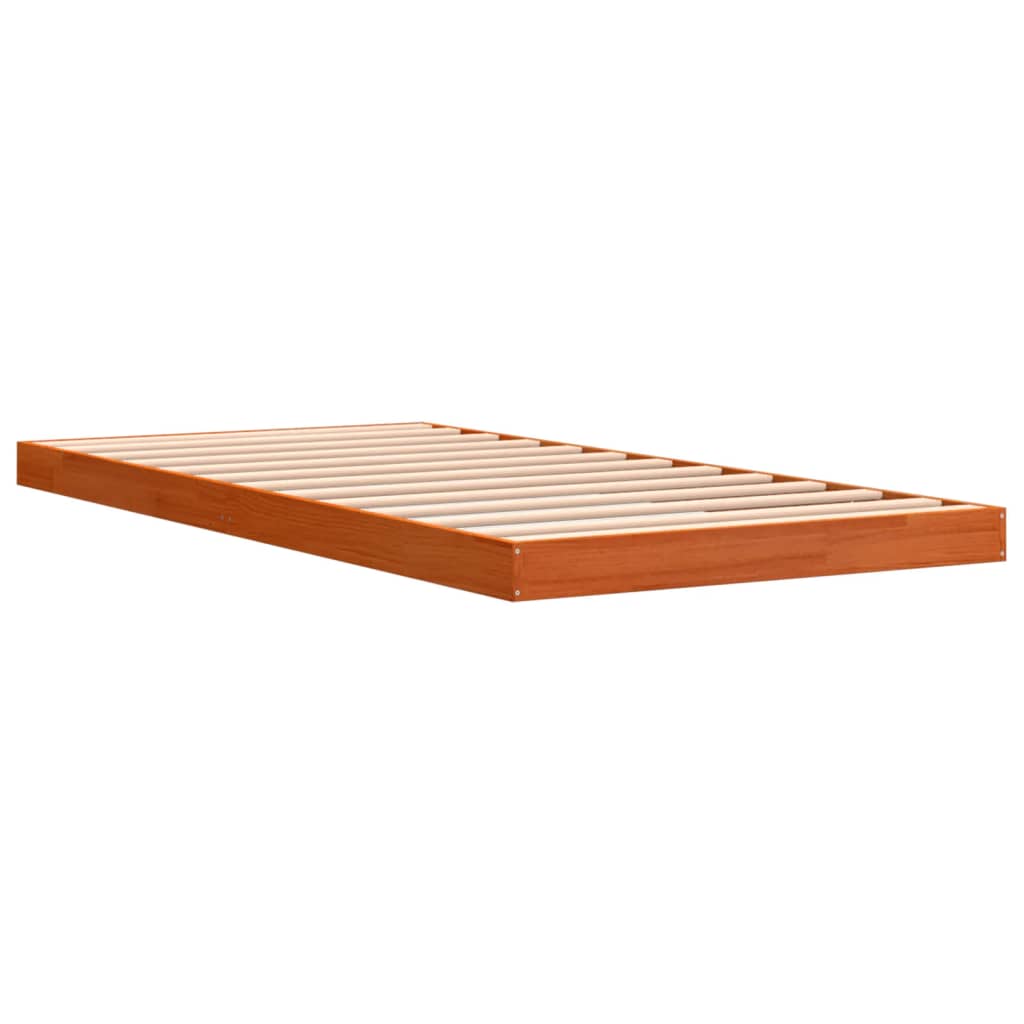 vidaXL Estructura de cama madera maciza de pino marrón cera 90x190 cm