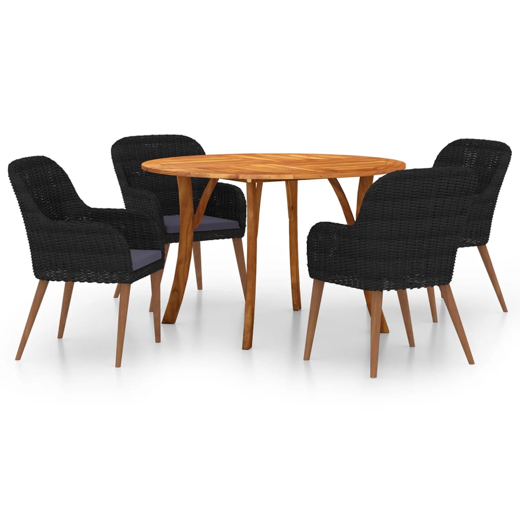 vidaXL Juego de comedor para jardín 5 piezas negro