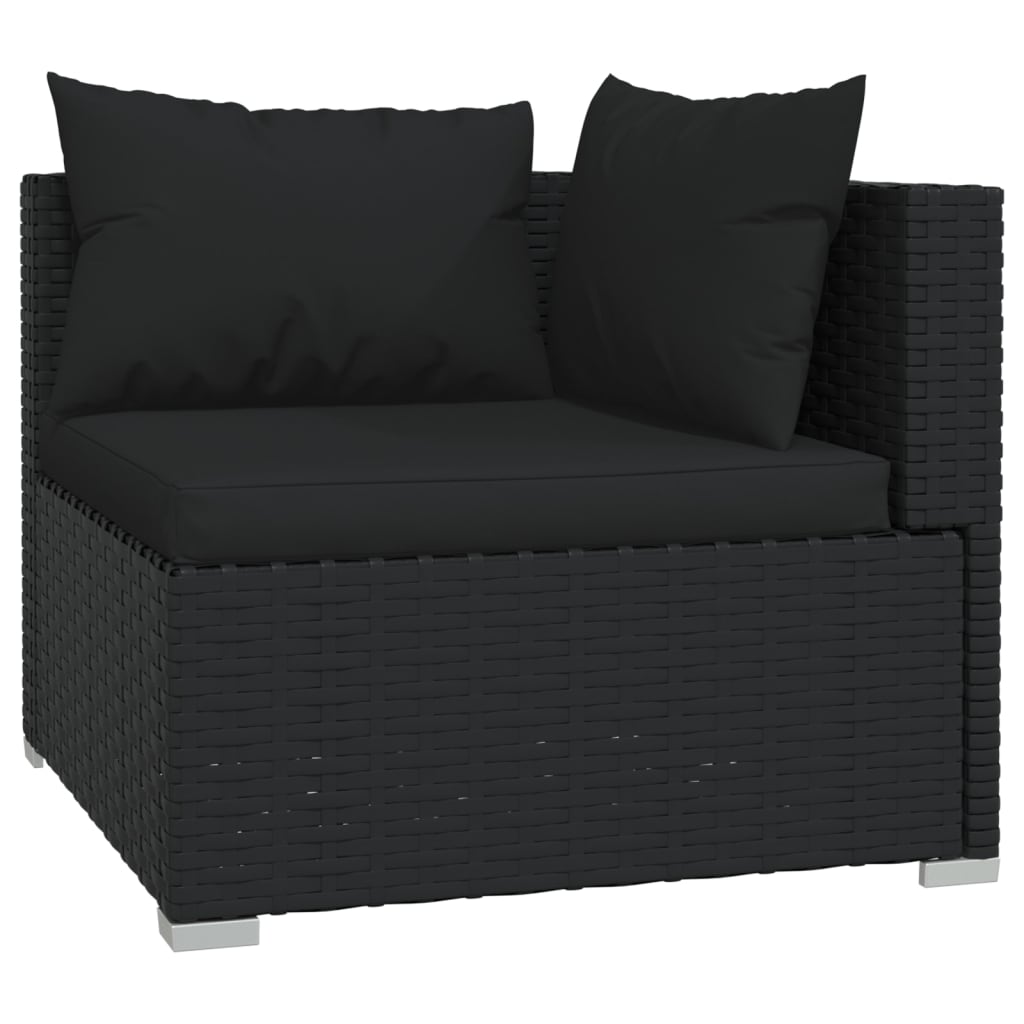 vidaXL Set de muebles de jardín 10 pzas cojines ratán sintético negro