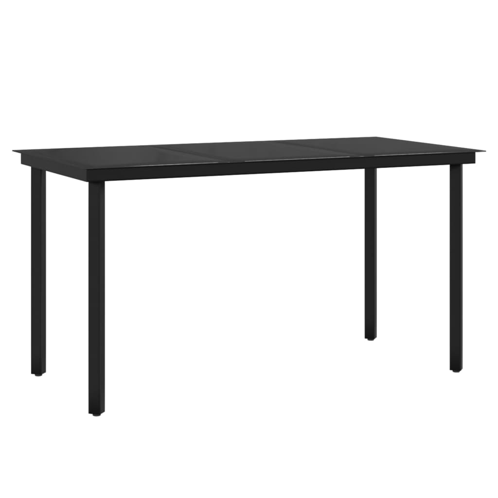 vidaXL Juego de comedor de jardín 7 piezas con cojines negro