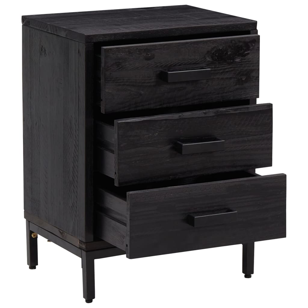 vidaXL Mesita de noche madera maciza pino reciclada negra 40x30x55 cm