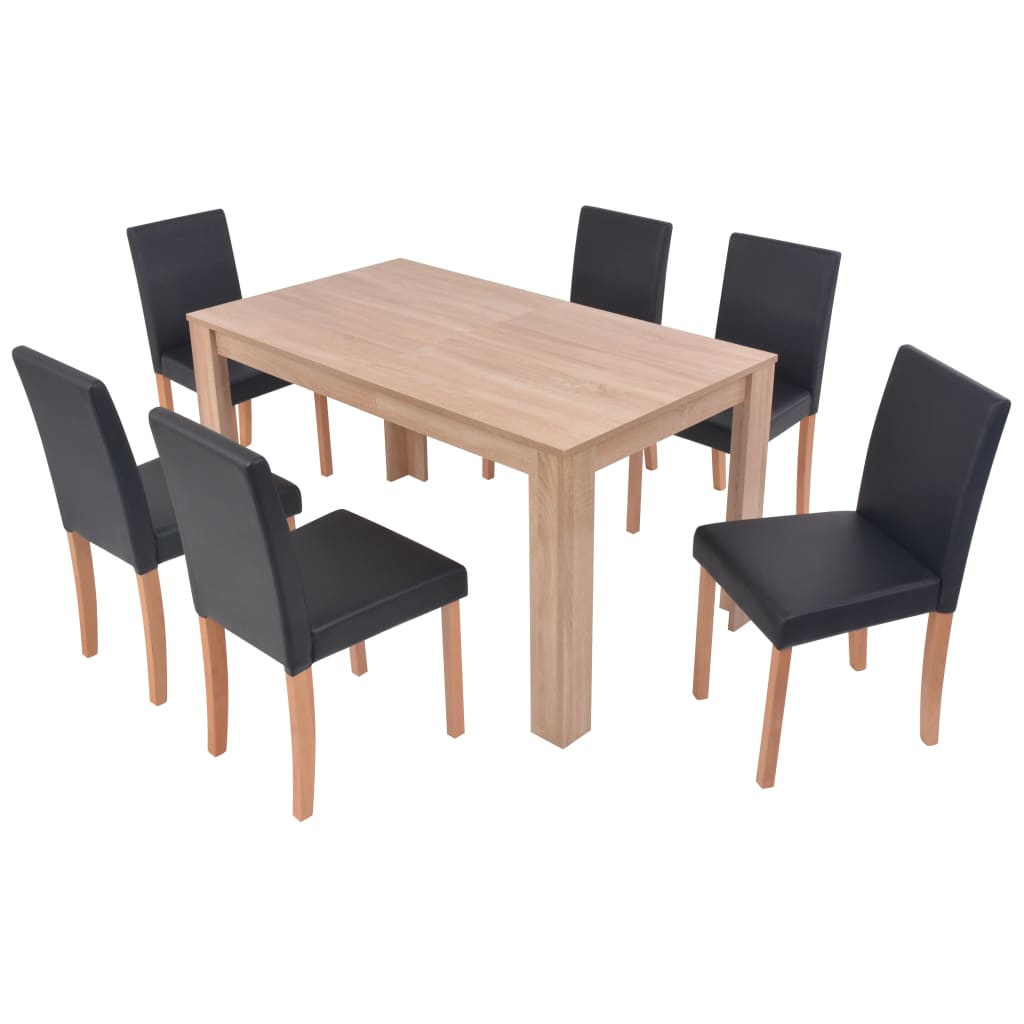 AZhome Morden Juego de comedor de 7 piezas, juego completo de mesa de  cocina con mesa de comedor negra con base doble X dorada y 6 sillas de  comedor