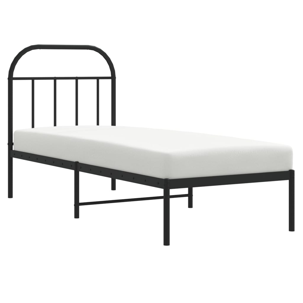 vidaXL Estructura cama sin colchón con cabecero metal negro 75x190 cm