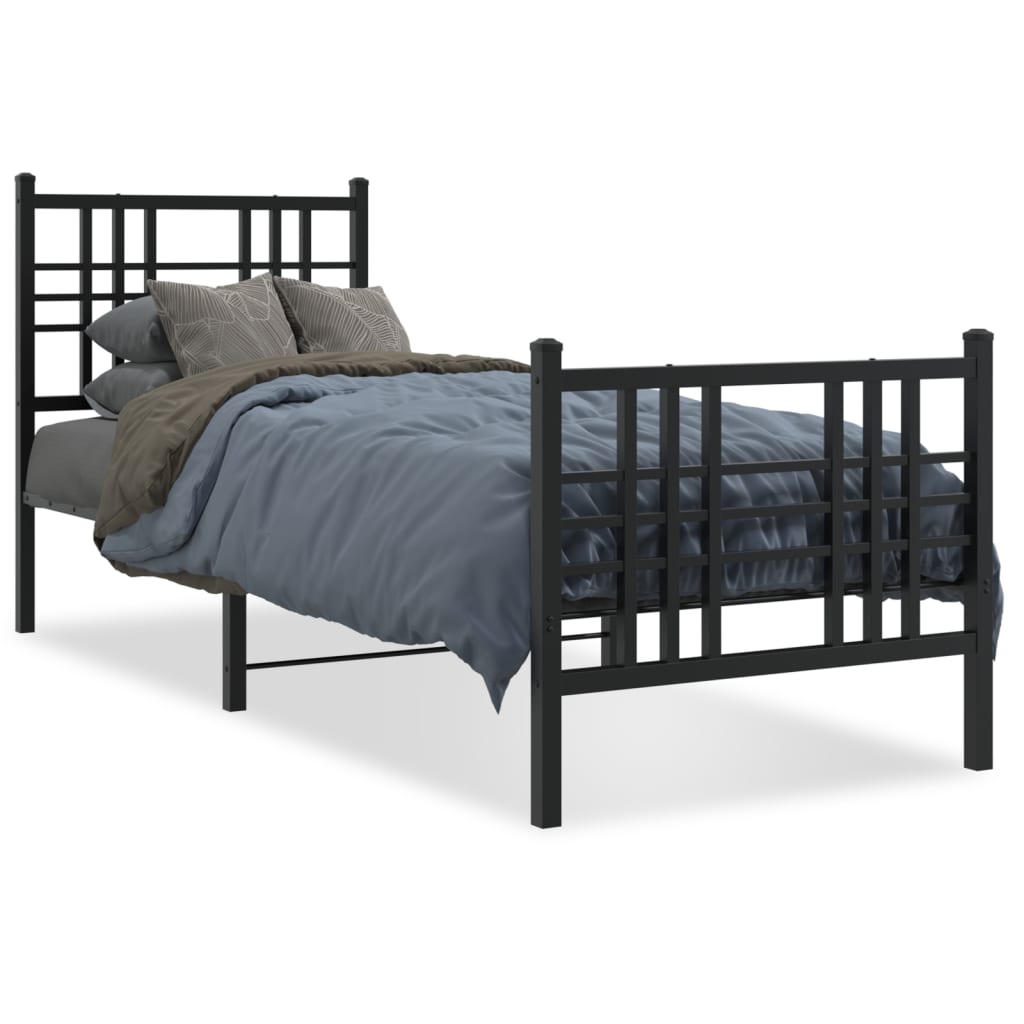 vidaXL Estructura cama sin colchón con estribo metal negro 75x190 cm