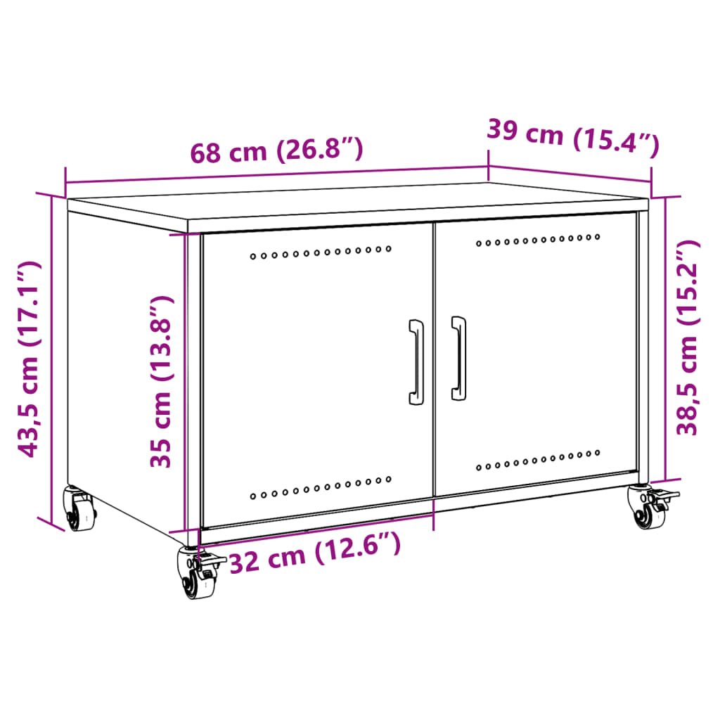 vidaXL Mueble de TV acero amarillo mostaza 68x39x43,5 cm