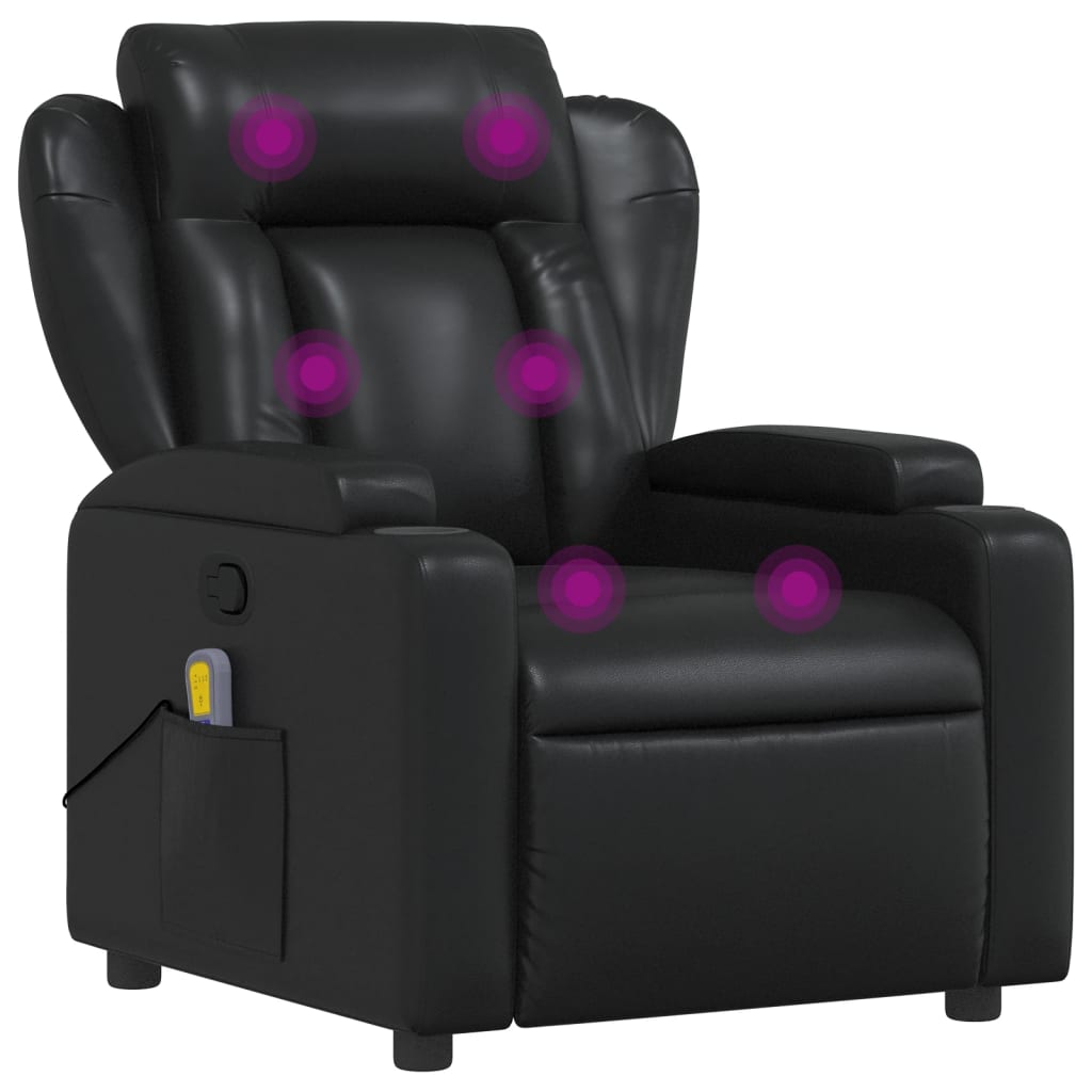 vidaXL Sillón de masaje reclinable cuero sintético negro