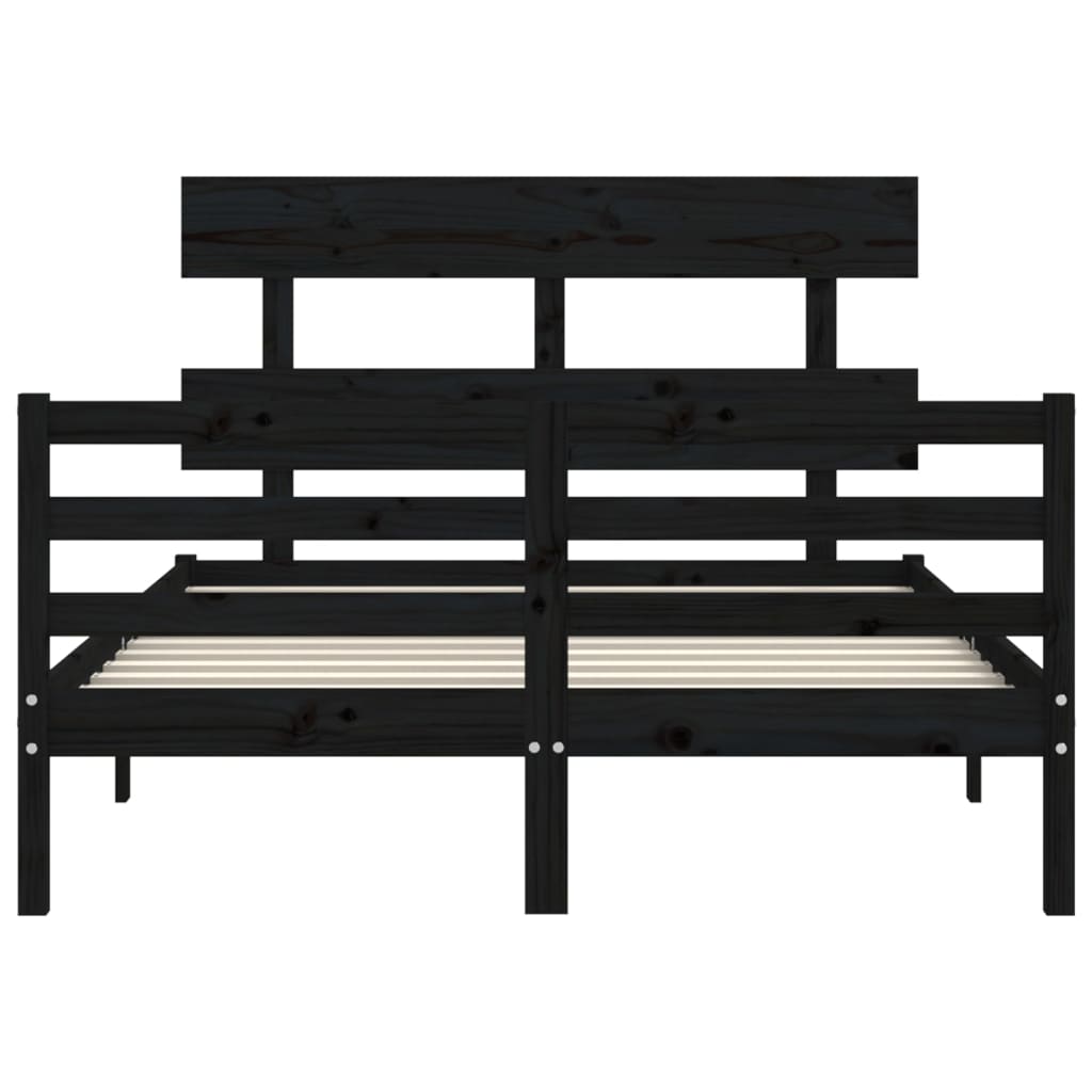 vidaXL Estructura de cama con cabecero madera maciza negro 120x200 cm