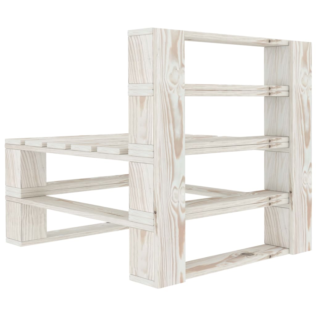 vidaXL Juego de muebles de palés para jardín 7 piezas madera blanco