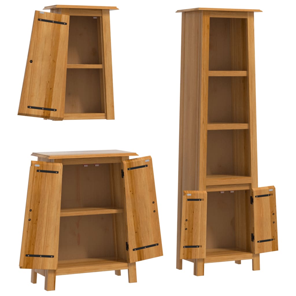 vidaXL Conjunto de muebles de baño 3 piezas madera maciza de pino