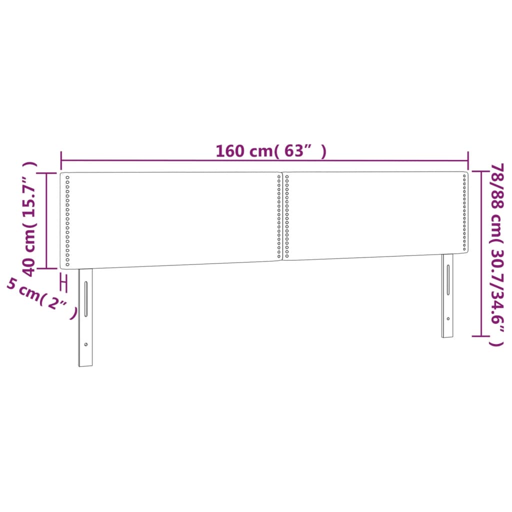 vidaXL Cabeceros 2 unidades de cuero sintético gris 80x5x78/88 cm