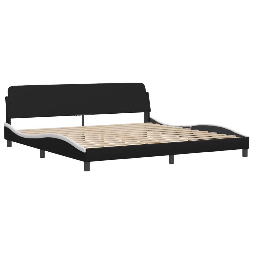 vidaXL Estructura cama con LED cuero sintético negro blanco 200x200 cm