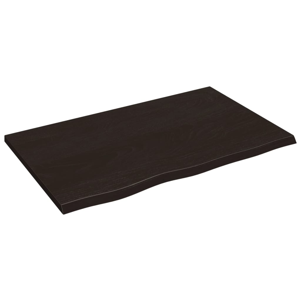 vidaXL Encimera baño madera maciza tratada marrón oscuro 80x50x2 cm