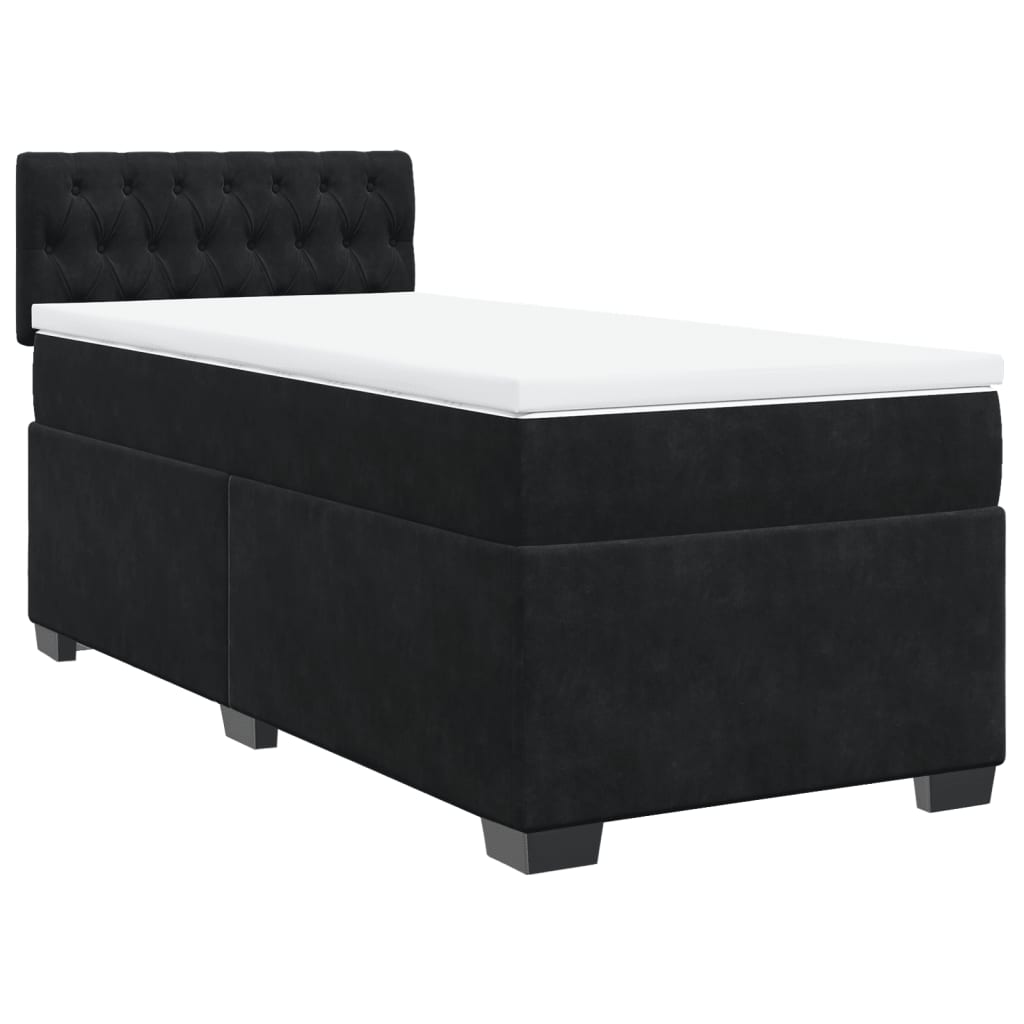 vidaXL Cama box spring con colchón terciopelo negro 80x200 cm