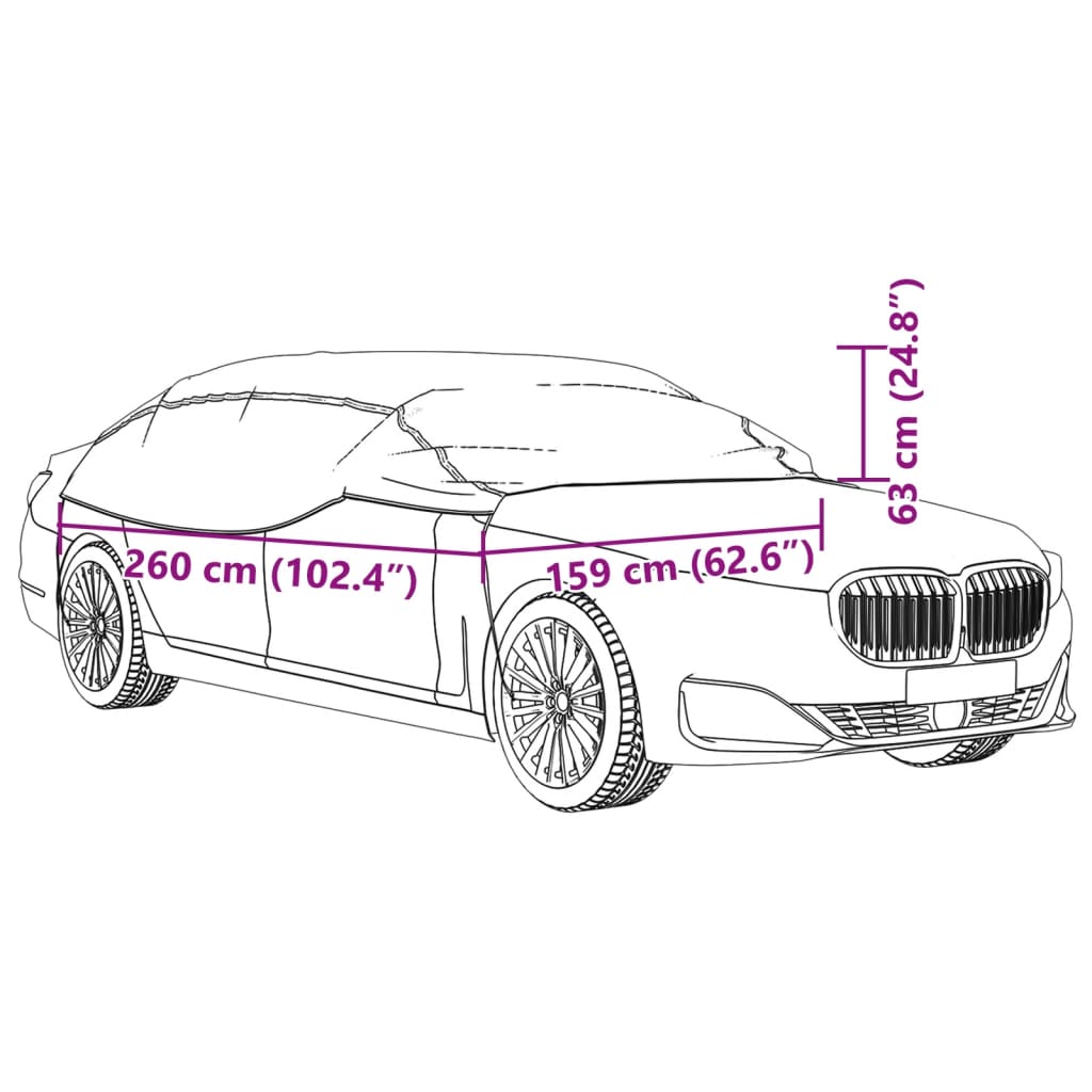 vidaXL Funda para coche con ganchos media plateado M