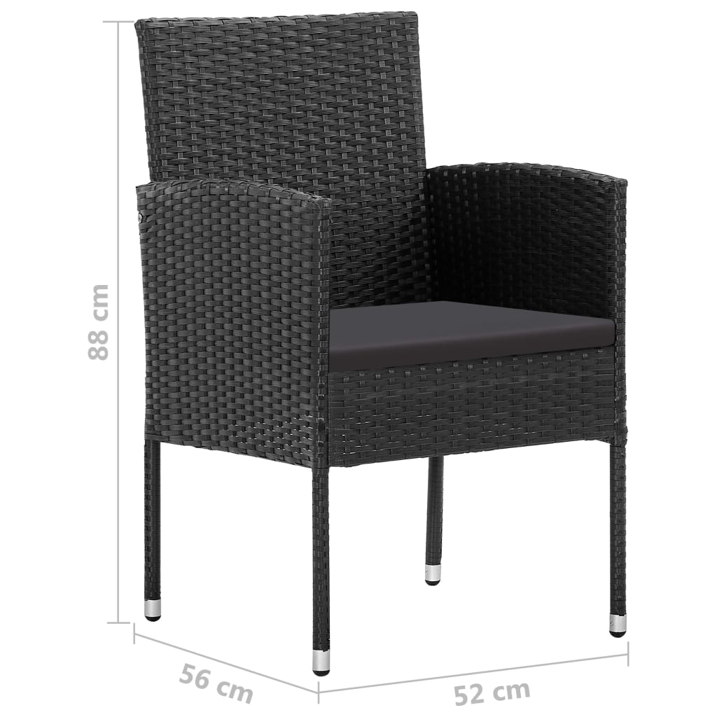 vidaXL Juego de comedor para jardín 7 piezas ratán sintético negro