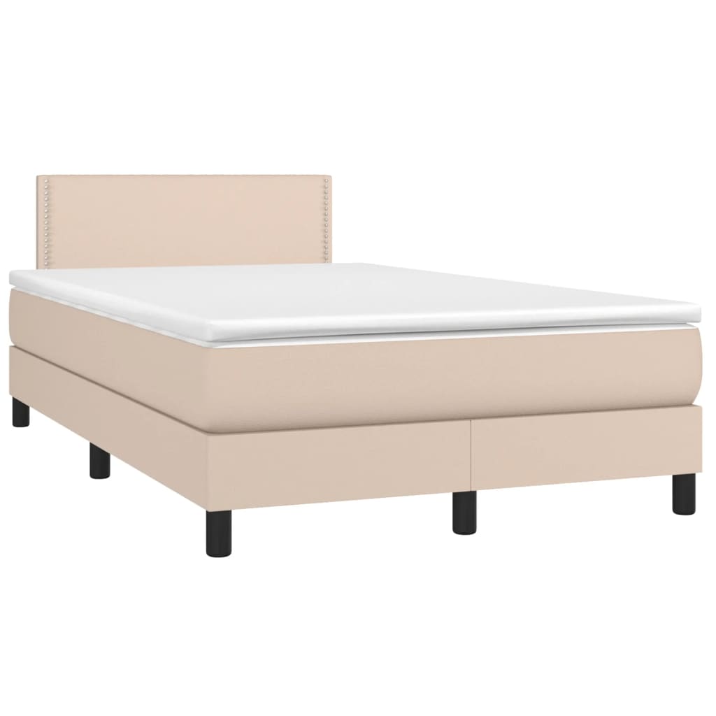 vidaXL Cama box spring con colchón cuero sintético capuchino 120x190cm