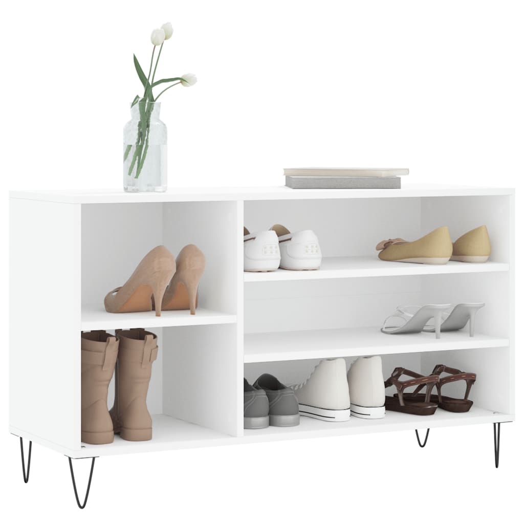 vidaXL Mueble zapatero madera contrachapada blanco 102x36x60 cm