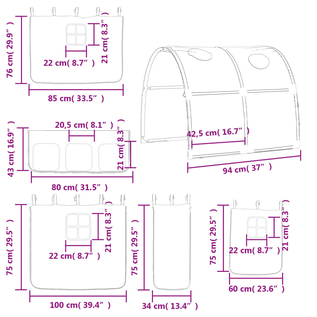 vidaXL Cama alta para niños con túnel madera pino rosa 90x200 cm