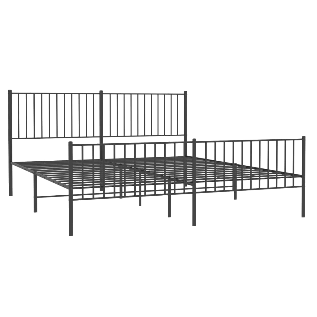 vidaXL Estructura cama sin colchón con estribo metal negro 180x200 cm