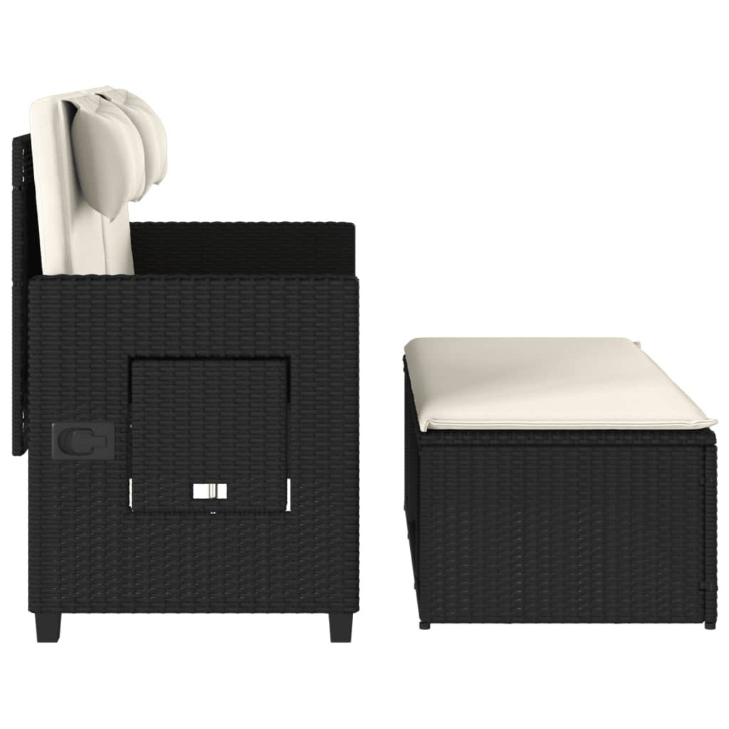 vidaXL Sillón reclinable de jardín con cojines ratán sintético negro