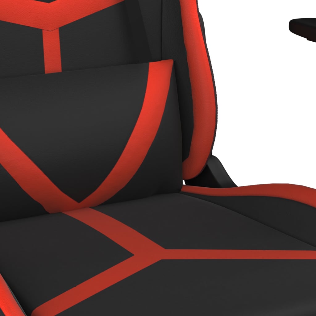 vidaXL Silla gaming con reposapiés cuero sintético negro rojo