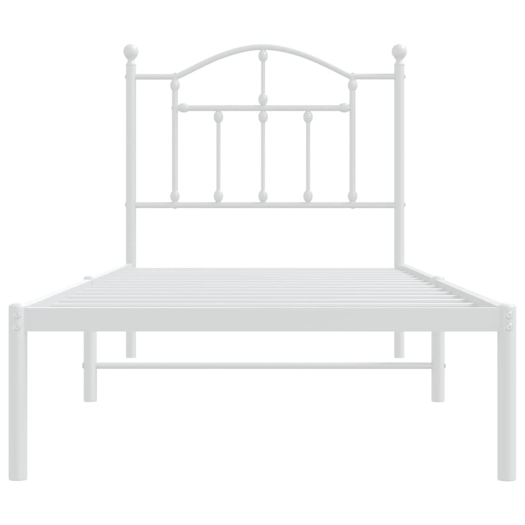 vidaXL Estructura de cama de metal con cabecero blanco 90x190 cm